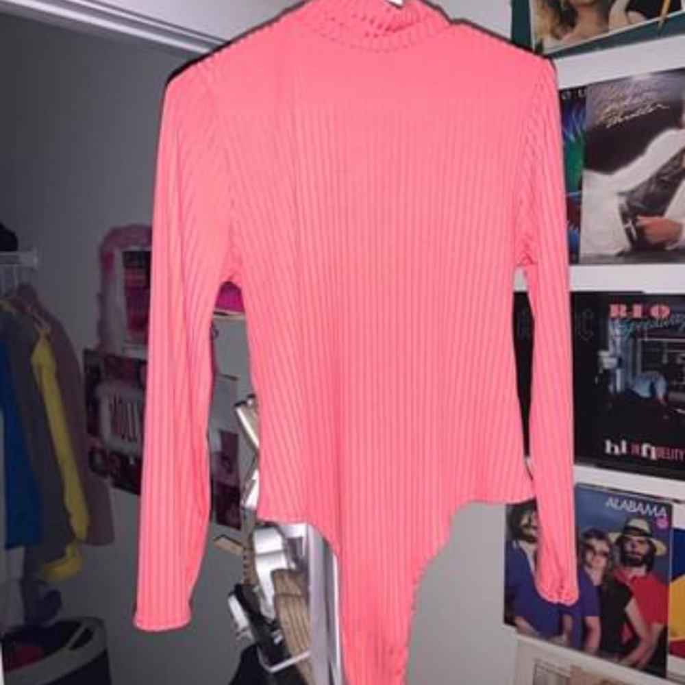 coral fashion nova turtleneck bodysuit